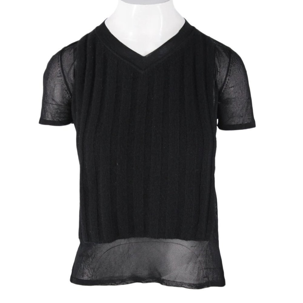 Vintage Chanel Boutique Cashmere and Mesh Sweater Top Small